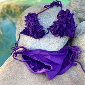 Purple Xhilaration Ruffled Bikini